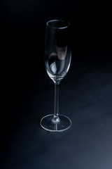 1 champagne or prosecco glasses with black background