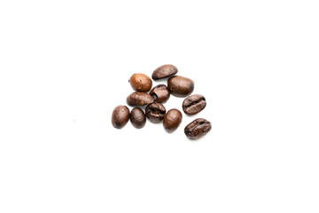 Close up coffee beans on white background