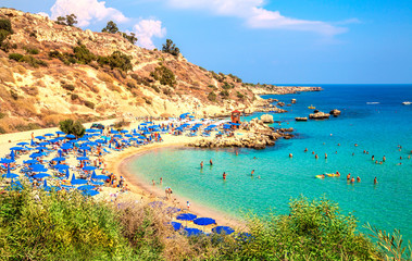 Konnos Beach of Cyprus island. Cape Greko natural park.