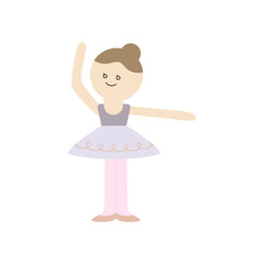 Cute Ballet Girl, First Position, Ballerina Vector Illustration