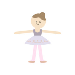 Cute Ballet Girl, Second Position, Ballerina Vector Illustration