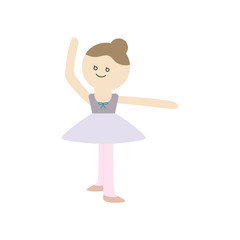 Cute Ballet Girl, Fourth Position, Ballerina Vector Illustration