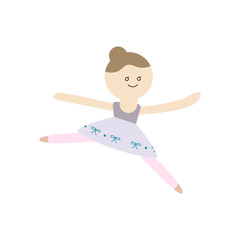 Cute Ballet Girl, Saute Arabesque, Ballerina Vector Illustration