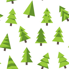 Seamless Pattern with Christmas Trees on White