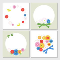 Gerbera Illustration, Round Frame Set