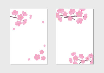 Fototapeta na wymiar Sakura Illustration, Cherry Blossom Postcard Set