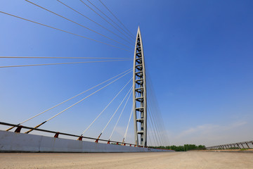 Construction landscape of steel beam cable-stayed cable