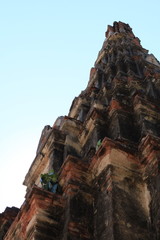 Thailand Beautiful Golden Pagoda with blue sky background at Wat Pra Kaew (Temple of the Emerald Buddha).