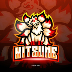 Kitsune fox mascot logo for electronic sport gaming logo.