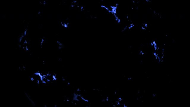 Blue colored dynamic fire wave or shock wave in black background 4k resolution, high quality. Dynamic space explosion particle background in UHD resolution
