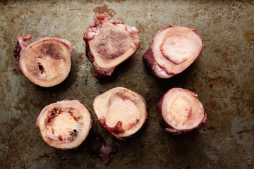 rustic raw uncooked beef bone marrow