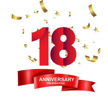 18 Years Anniversary Celebration Logo Vector Template Design Illustration
