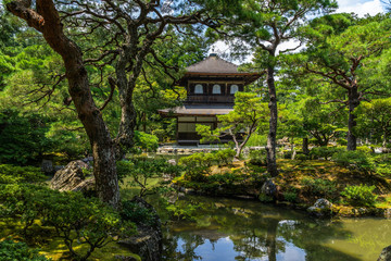 Ginkaku-ji zen Temple (Silver Pavilion) surrounded by beautiful Japanese gardens is one of Kyoto&rsquo;s top sights, Japan.