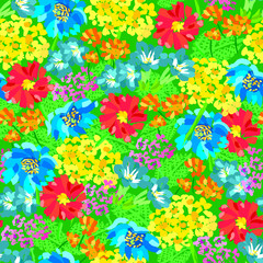 beautiful vibrant flowers alpine slide seamless pattern