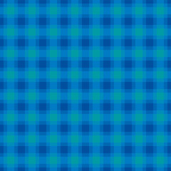 Blue and turquoise check pattern, square seamless tile. Also called checker or chequer. Step pattern, a texture used for textiles. Horizontal and vertical lines forming squares. Illustration. Vector.