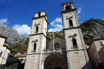 Fototapeta na wymiar Kotor, Montenegro - 7th October 2017 : Historical Castle and architecture in Kotor, Montenegro