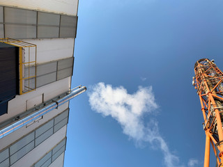 View on industrial chimney from bottom