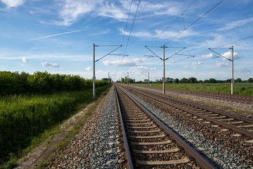Fototapeta na wymiar trails of the german train with landscape