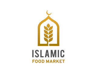 Islamic food market logo template design, icon, symbol