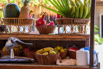 fruits and vegetables at the market juice bar
