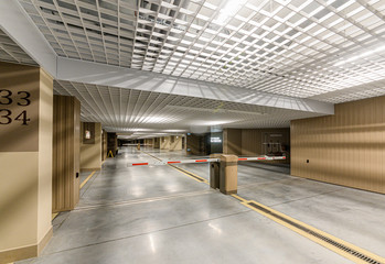 Russia, Moscow- October 17, 2019: interior bright modern car garage underground parking