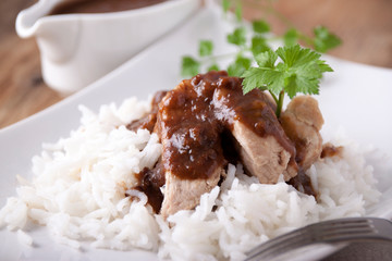 Meat with prune sauce