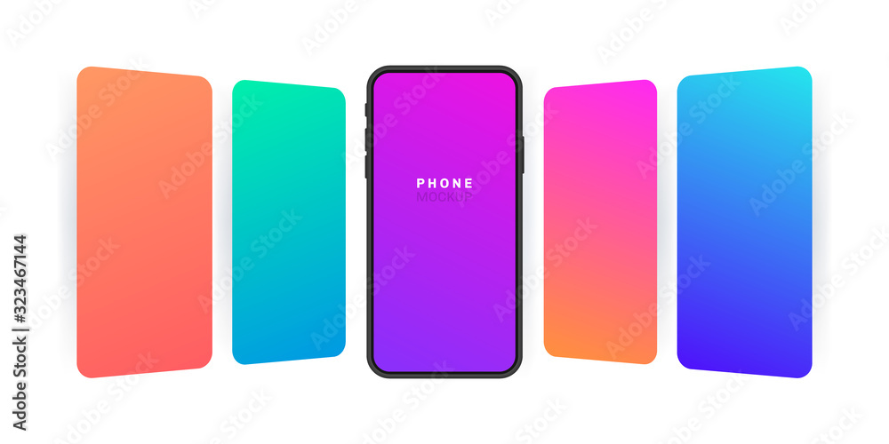 Wall mural smartphone with blank screen on carousel style. template for infographics or presentation ui design 