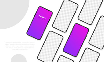 Smartphone blank screen, phone mockup. New phone model. Template for infographics for presentation UI design interface. Vector illustration