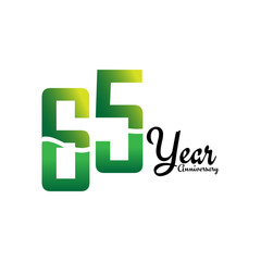 65 Years Anniversary Celebration Logo Vector Template Design Illustration