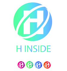 initial letter logo h inside circle shape, oh, ho, h inside o rounded lowercase white black background