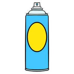 a blue spray can with a yellow circle in the middle. vector illustration, grafitti, insect repellent, isolated.