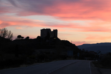 castle at sunset