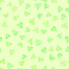chaotic vector colored doodle hearts seamless pattern