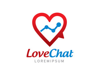Love chat logo template design, icon, symbol