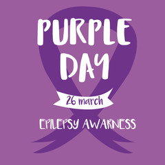 Purple world day of epilepsy awareness. Epilepsy solidarity symbol. Perfect for badges, banners,  flyers, social campaign, charity events on epilepsy problem. Healthcare, medical concept.