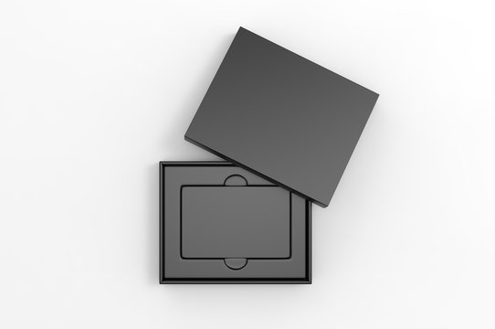 Blank Gift Card Hard Box For Branding, 3d Render Illustration.