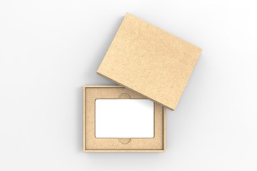 Blank gift card hard box for branding, 3d render illustration.