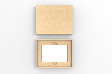 Blank gift card hard box for branding, 3d render illustration.