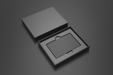 Blank gift card hard box for branding, 3d render illustration.