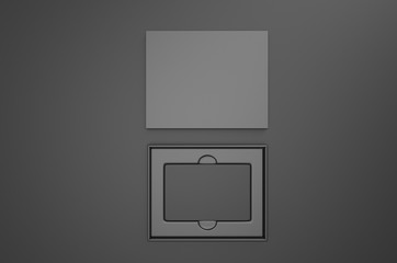 Blank gift card hard box for branding, 3d render illustration.