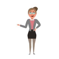 flat cartoon vector character of teacher woman isolated on white background