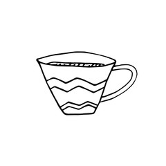 Hand drawn vector illustration .A simple childish mug. Doodle, funny, sketch. For modern design.