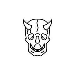 demon head skull line icon on white background