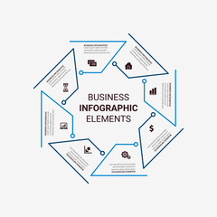Infographic template with 3, 4, 5, 6 options. Can be used as a chart, diagram, graph, workflow layout, for web, report, business infographics.