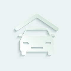 paper garage icon vector icon 