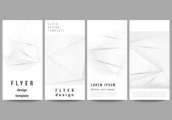 Vector layout of flyer, banner design templates for website advertising design, vertical flyer design, website decoration. Halftone dotted background with gray dots, abstract gradient background.