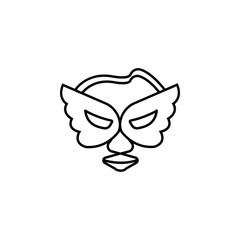 mask angel line icon on white background