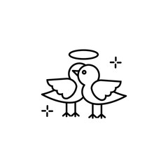 birds illustration line icon on white background