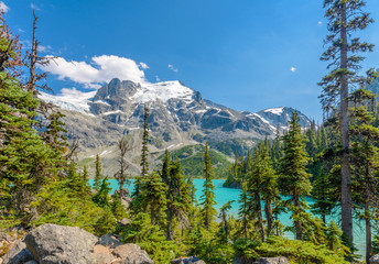 Majestic mountain lake in Canada. Upper Joffre Lake Trail View.