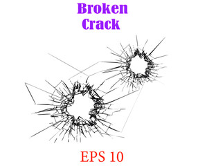 Set of broken glass, cracks, bullet marks on glass. High resolution. You can easy change colors or sizes.